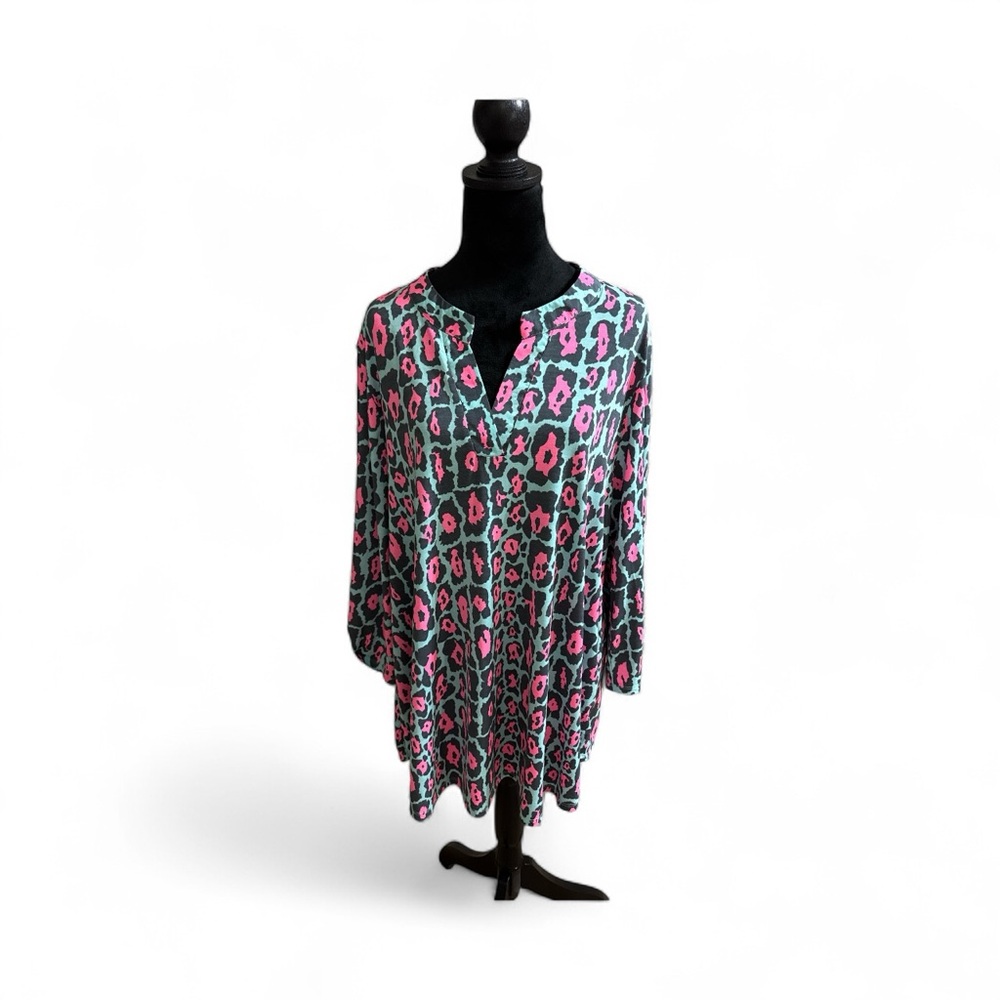 Floral Pink and Green Women's Top - Picture 2 of 2